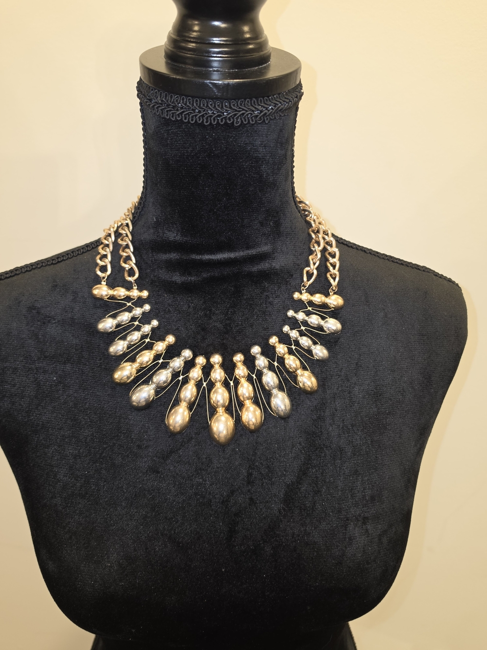 Elegant Two-Tone Gold & Silver Statement Necklace